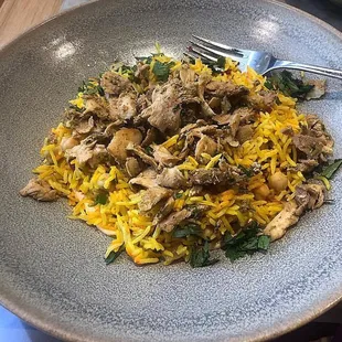 Lunch ~ Kabsa Rice Plate with slow roasted spiced chicken Shawarma