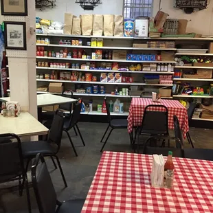 a checkered tablecloth on a table
