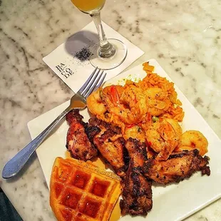 Brunch Buffet: Fried Chicken &amp; Waffles, Famous Grilled Wings, &amp; Bang Bang Shrimp -- Bottomless Mimosa&apos;s! FTW!!!