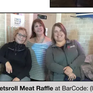 Mom, Sally (owner of Barcode) and sister helping out for Vets Roll! Yes we put Grams in the corner love you Doll face!