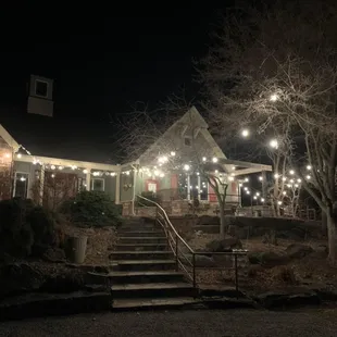 Night time view in the driveway.