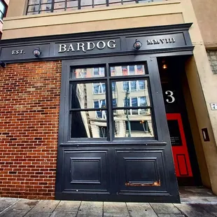 the entrance to the bar