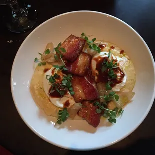 Pork Belly on Anson Mills Grits w Poached Eggs (special 2015-01-04)