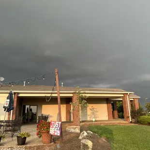 the front of the building