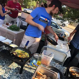 a man preparing food