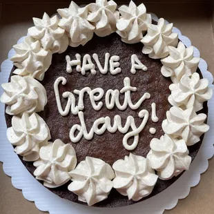 Today&apos;s brownie cake - with Kelly&apos;s frosting message:). It is an ordinary day - that is now extraordinary:)