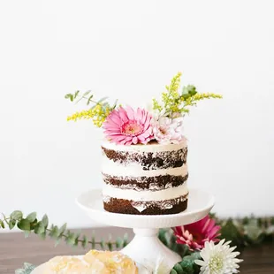 a cake with flowers on top