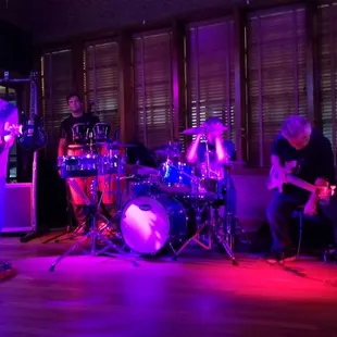 a band playing on stage