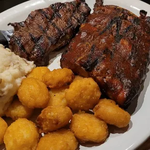 Steak and Potatoes and a portion of Ribs