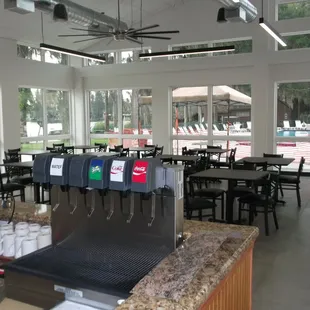 Dining room overlooking the pool
