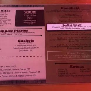 Menu... sorry about the light