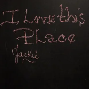 Chalk board walls in the restrooms And are very clean
