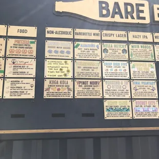 Menu of beer on tap