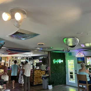 Outdoor seating with games and sitting inside for comfortable conversations