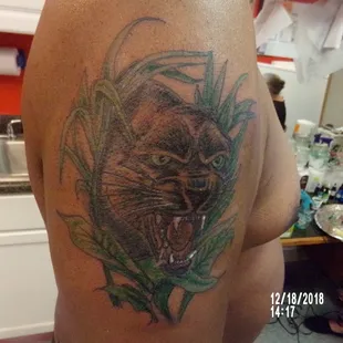 Panther in the jungle. By Mama Lee