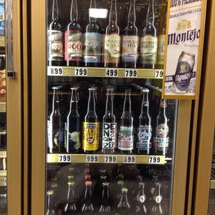 a display of beer bottles
