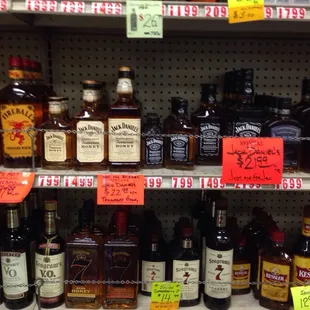 a variety of liquor bottles