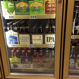 a display of beer bottles