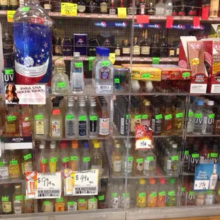 a variety of alcohol bottles