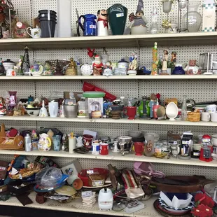 This was one of the neater shelves when it came to knick knacks.