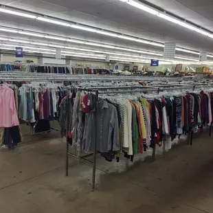 Rows and rows of clothing.