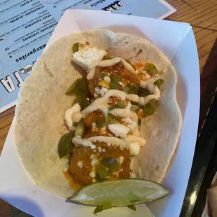 Buffalo shrimp taco