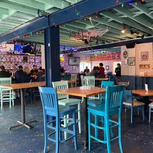 tables and chairs in a restaurant