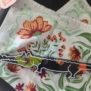What I actually bought. Handkerchef bandana and wooden alligator from Re Howse Arts