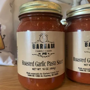 two jars of roasted garlic sauce