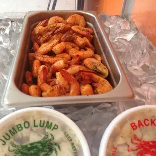 Crab meat and spiced shrimp!