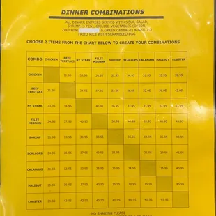 Combination Dinner Entrees. Limit two meats per dinner, combos not available for kid&apos;s dinners