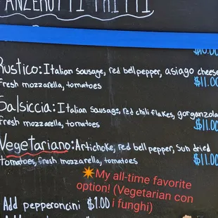 Menu 2 (with my favorite item indicated)