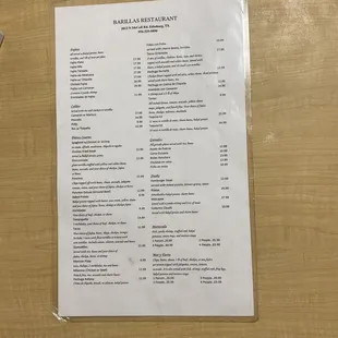 Full menu