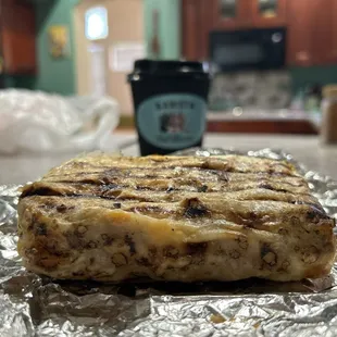 Soyrizo breakfast burrito and sugar free hazelnut latte