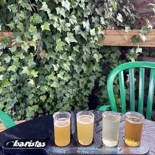 Outdoor patio, beer flight