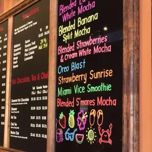 Summer drink menu