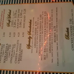 the menu