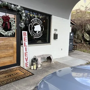 the front door of a restaurant