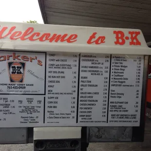 the menu for the restaurant