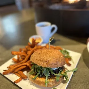 Lamb Burger and Sweet Potato Fries