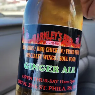 a bottle of ginger ale