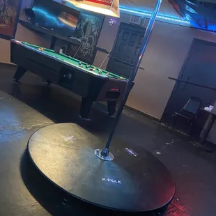 a pool table and a pool table