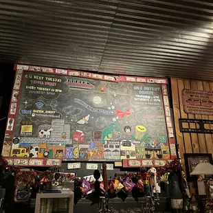a chalkboard with a map of the area