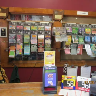 Scratch-off and full line of On-line games such as Mega Millions, Powerball, Classic Lotto, EZ play, and others.