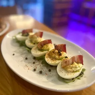 Peppered Bacon Deviled Eggs