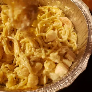 Shrimp alfredo but they added scallops and it was fishy