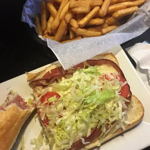 Large Ham and Cheese Sub, for the record I requested darker fries.