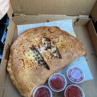 Meat lovers calzone