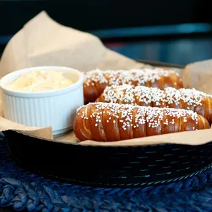 a basket of pastries