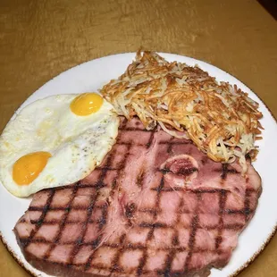 Ham Steak and Eggs*